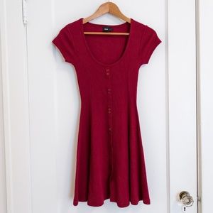 *NWOT* ASOS Red Skater Dress | Ribbed | Buttons